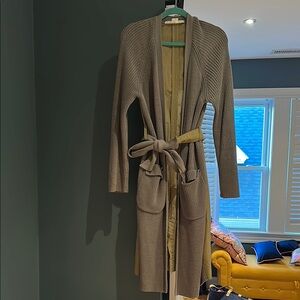Veronika Beard gray knit Taupe Knit Belted Cardigan